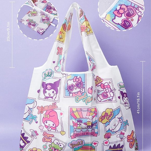 Hello Kitty & Friends Graphic Foldable Reusable Tote Bag - Picture 4 of 7